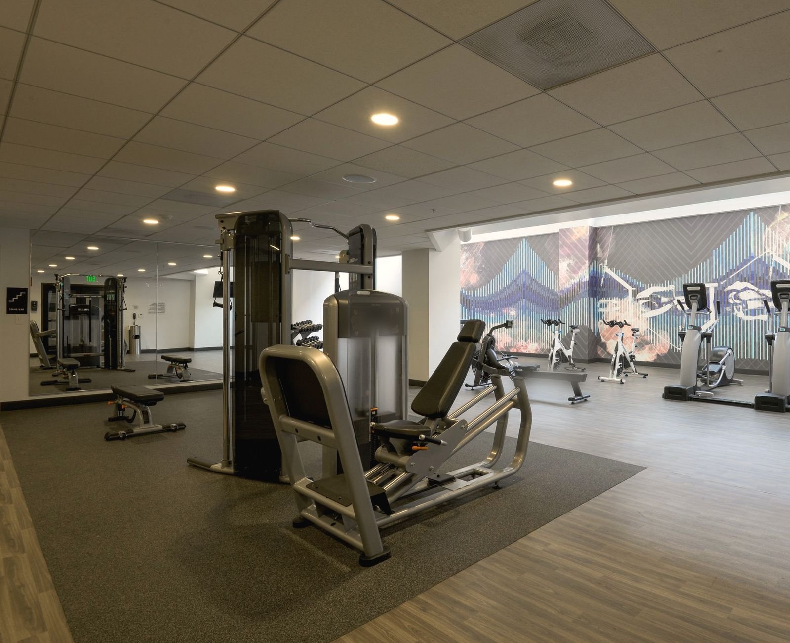 Fitness room with treadmills